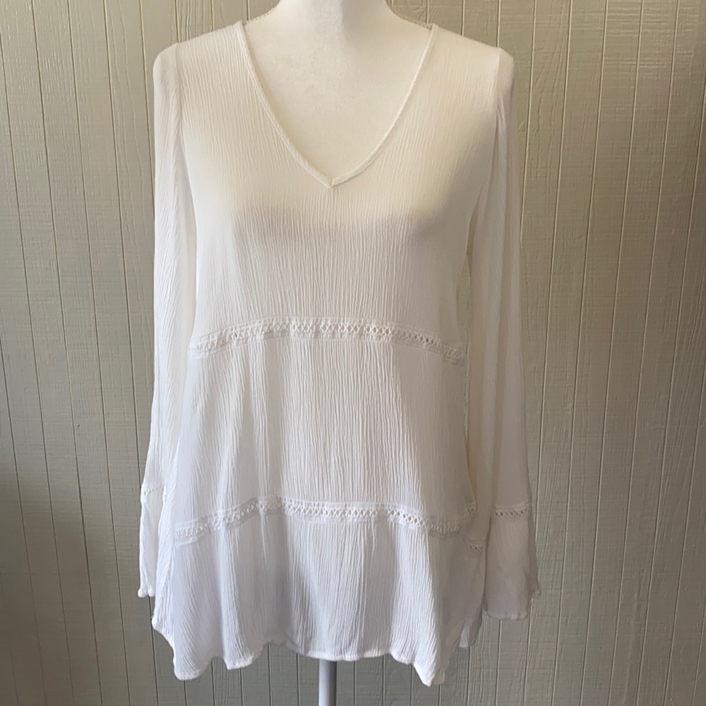 Miin Boho White Blouse Size S - Picture 2 of 7